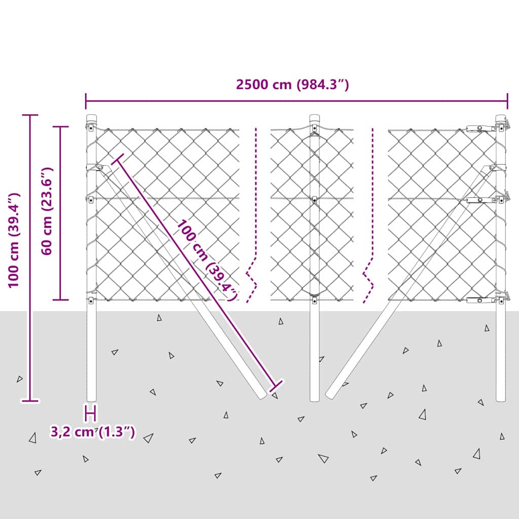 Outdoor Kettenglied-Zaun Erdfixierung 10 x 0,4 m Grün Netz