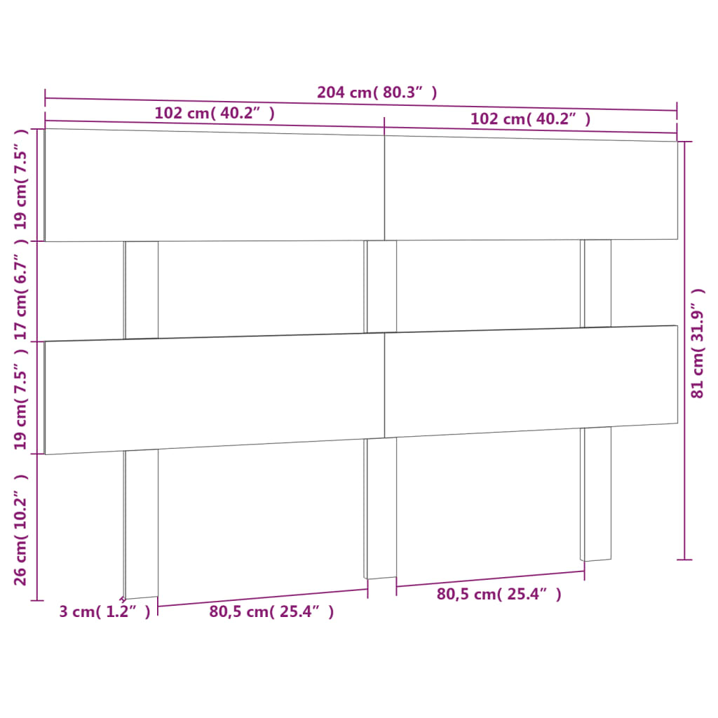 Bett-Kopfteil 78,5x3x81 cm Massivholz Kiefer