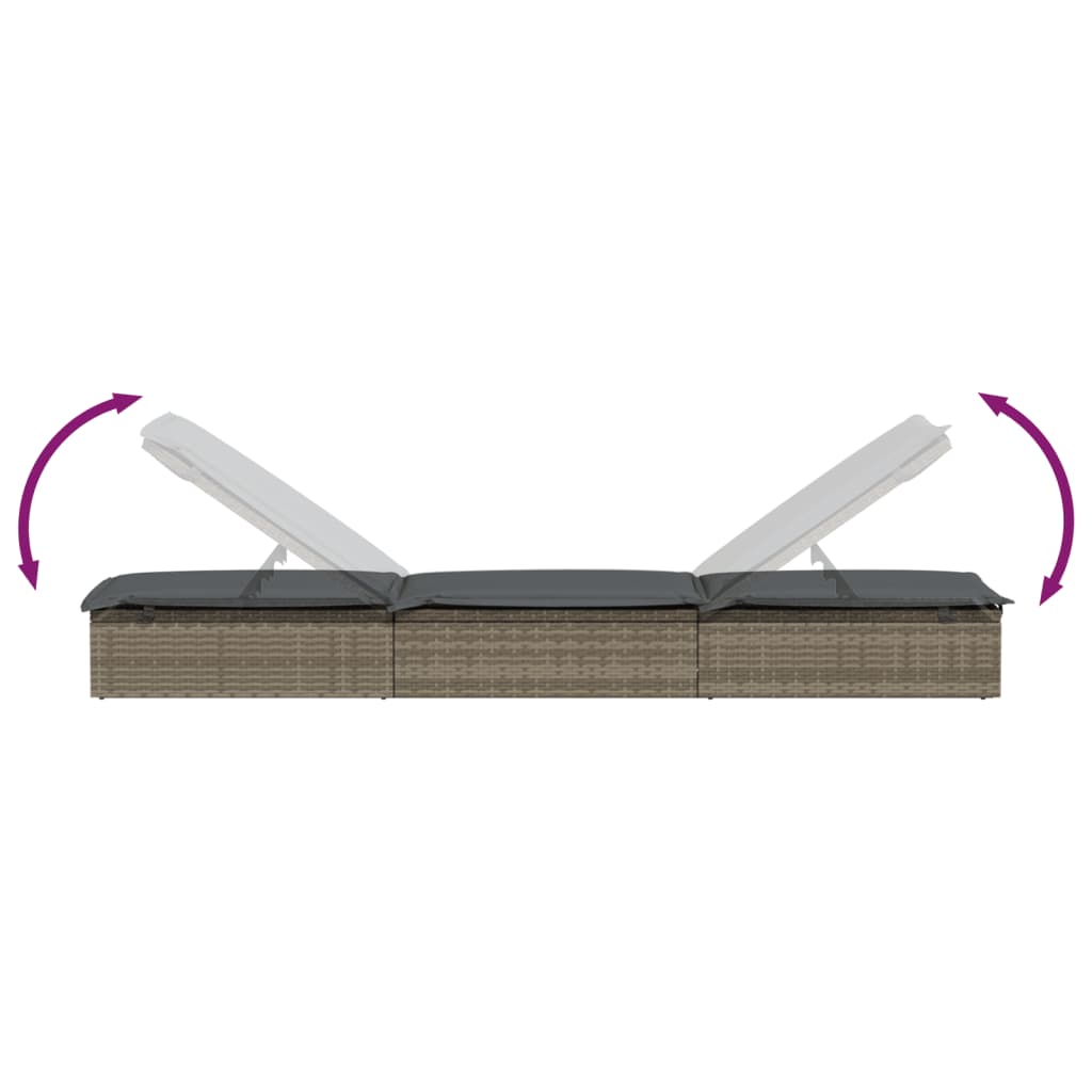 Sonnenliege 1 Stk. mit Tisch Schwarz Poly Rattan