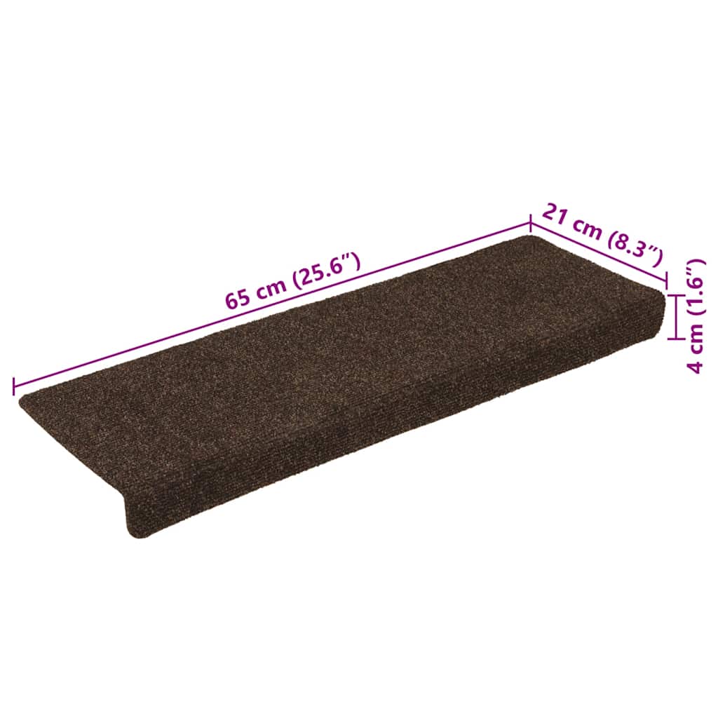Stufenmatten Selbstklebend 15 Stk. 65x21x4 cm Hellbraun Rechteckiger Rand
