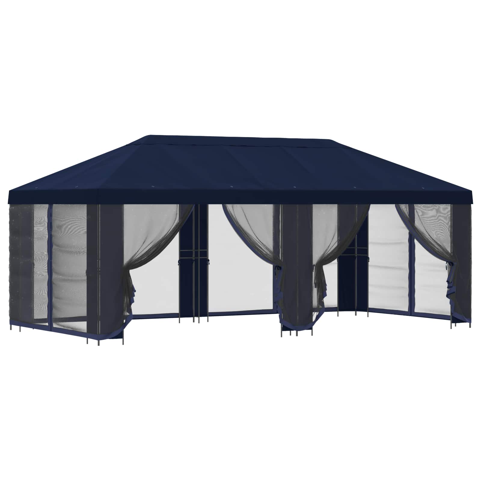 Pavillon mit Seitenwänden 6 x 3 m Beige Polyester und Stahl 190