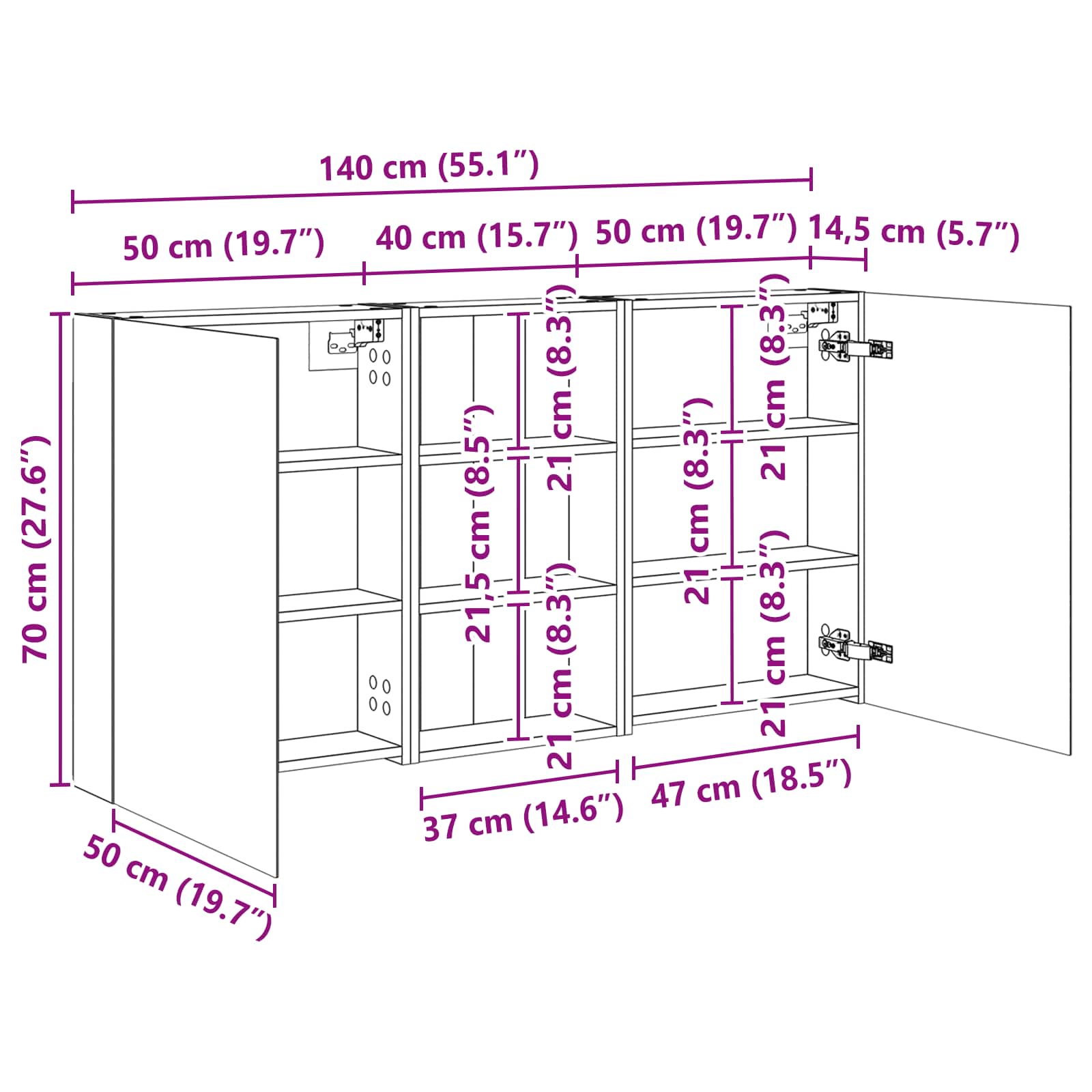 Badezimmerschrank-Set 3 pcs 80 x 10,5 x 50 cm Holzwerkstoff