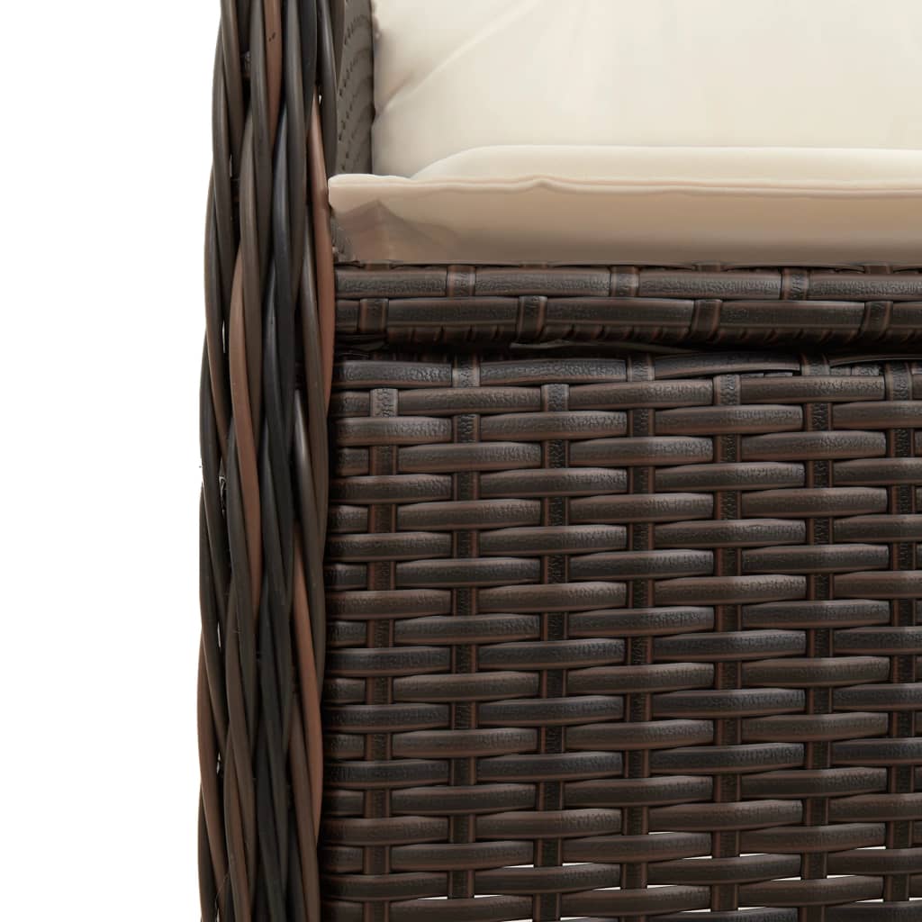Gartensessel Verstellbar mit Kissen Schwarz Poly Rattan