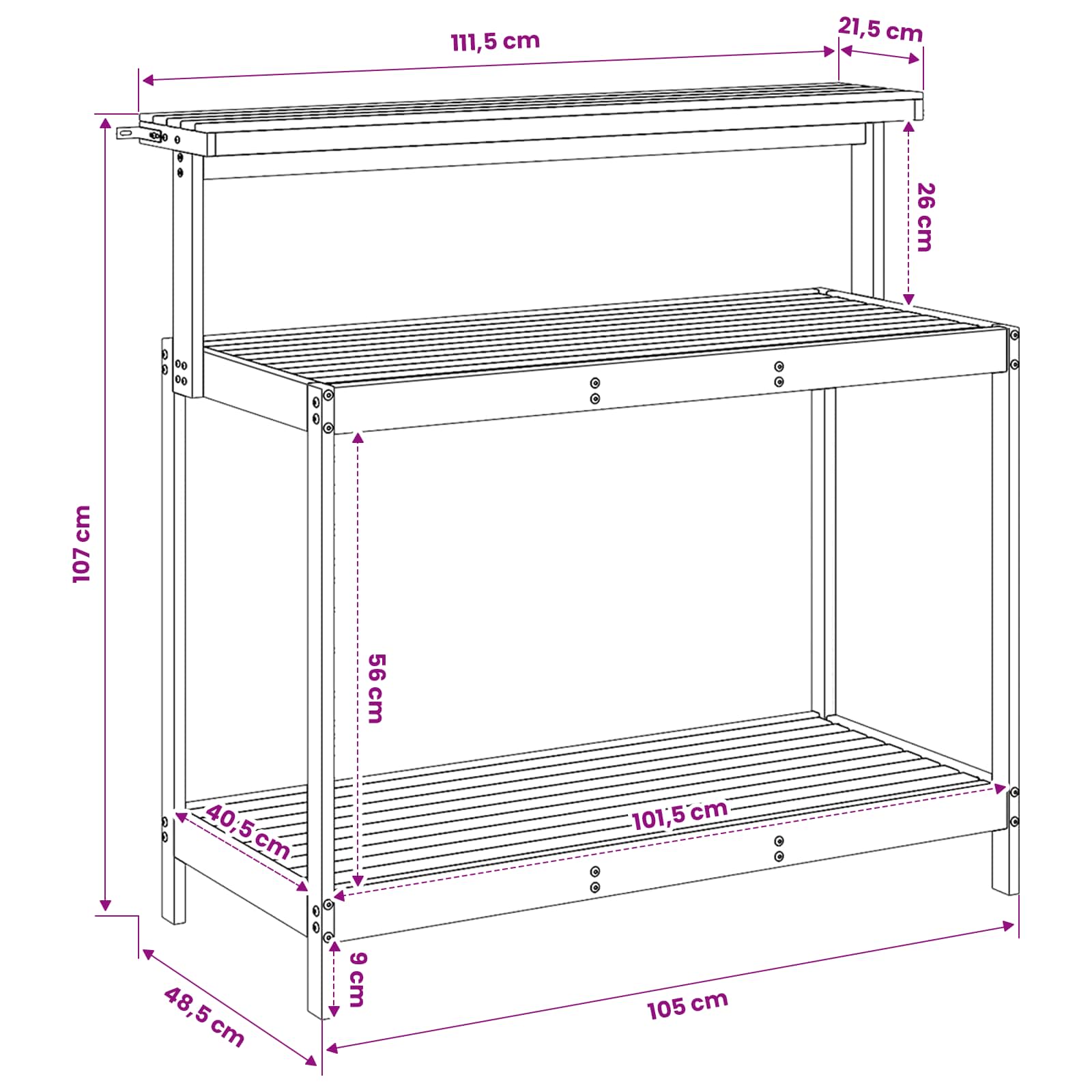 Outdoor Umtopfbank 56,5 x 48,5 x 107 cm Massivholz Akazie Natur