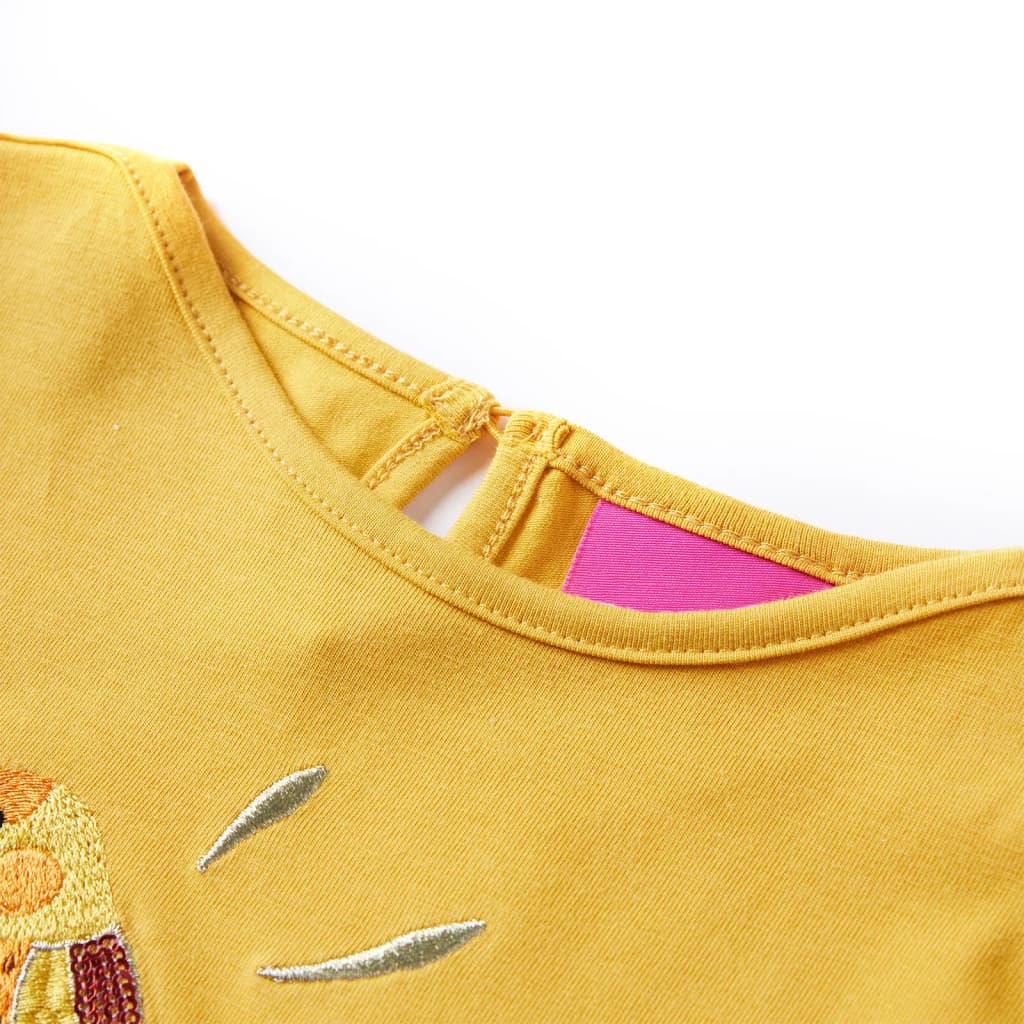 Kinder-Langarmshirt Dunkles Ocker 128