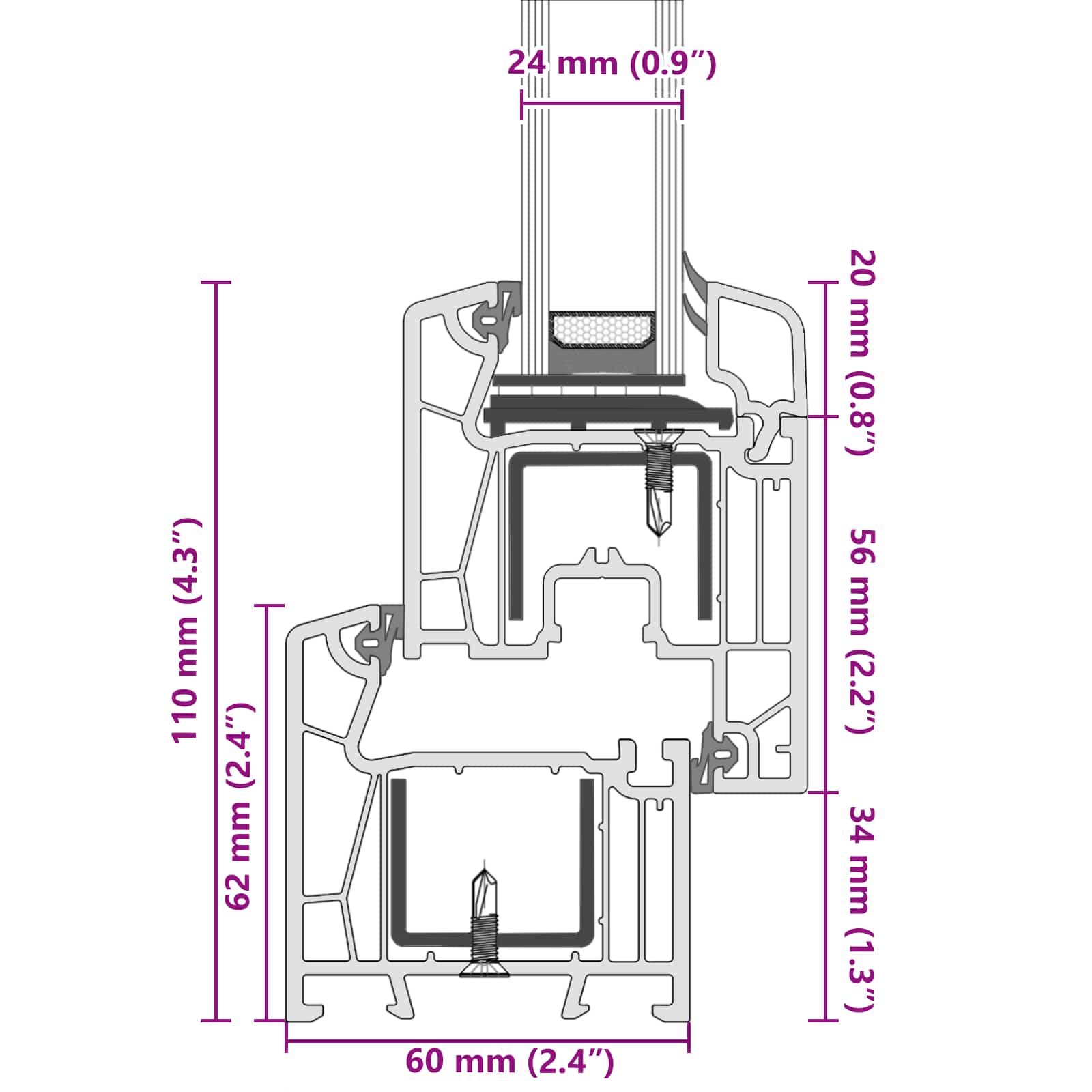 Kellerfenster RISOR 50 x 50 cm PVC und Glas Weiß