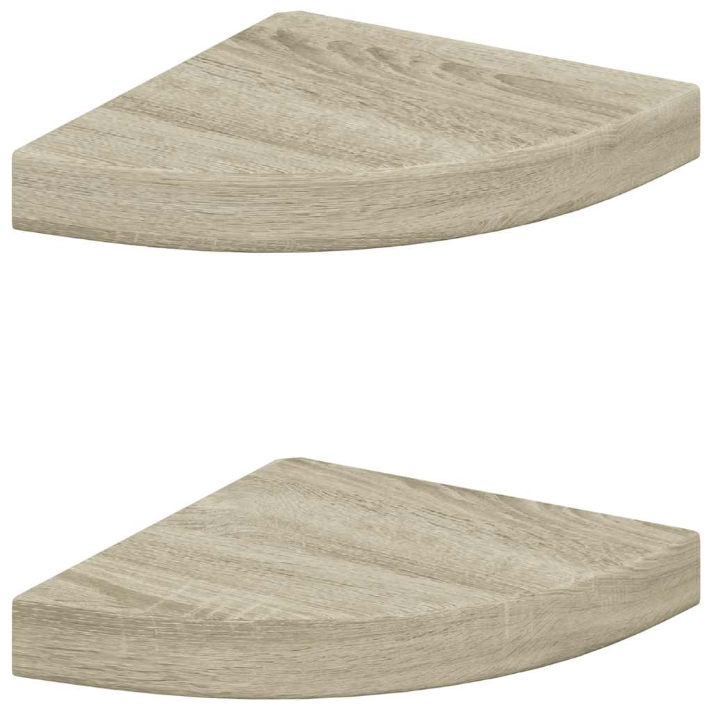 Schwebende Eckregale 2 Stk. Hochglanz-Weiß 25x25x3,8 cm MDF