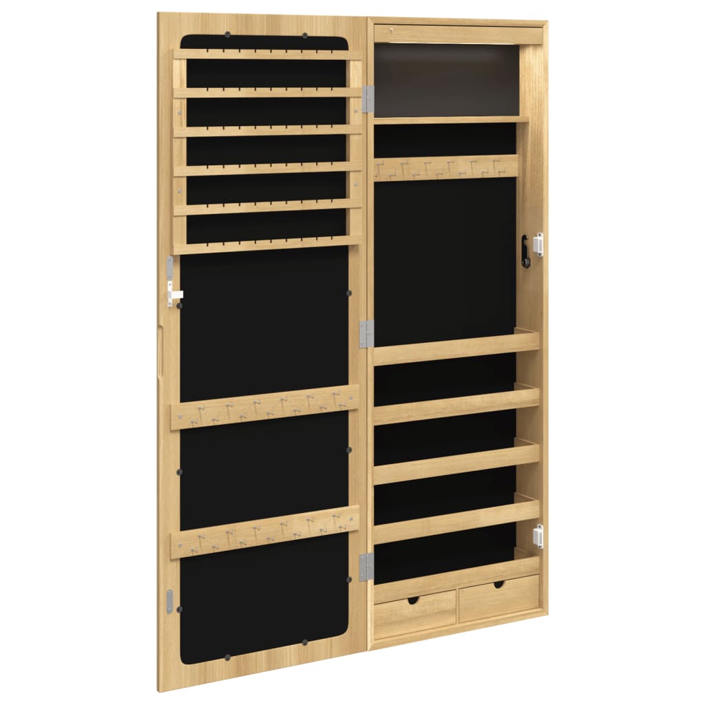 Spiegel-Schmuckschrank mit LED-Beleuchtung Wandmontage Weiß
