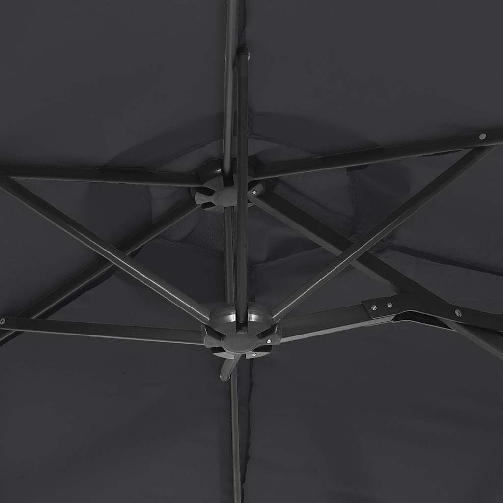 Doppel-Sonnenschirm mit LED-Leuchten Sandweiß 316x145 cm