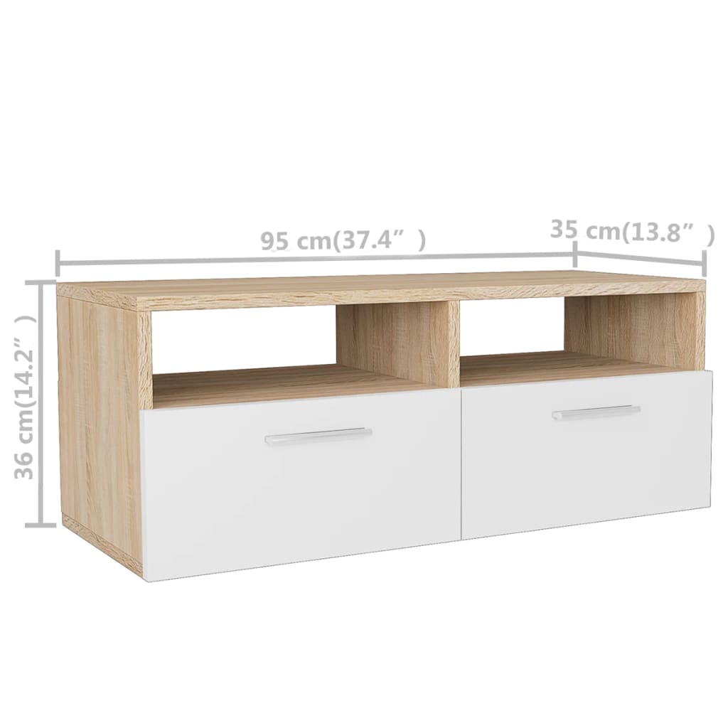 2 Stk. TV-Schränke Holzwerkstoff 95x35x36 cm Eiche