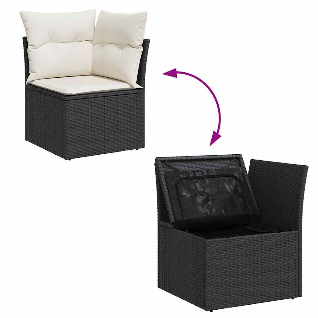 Garten Essgruppe mit Kissen 6 pcs Schwarz und Creme