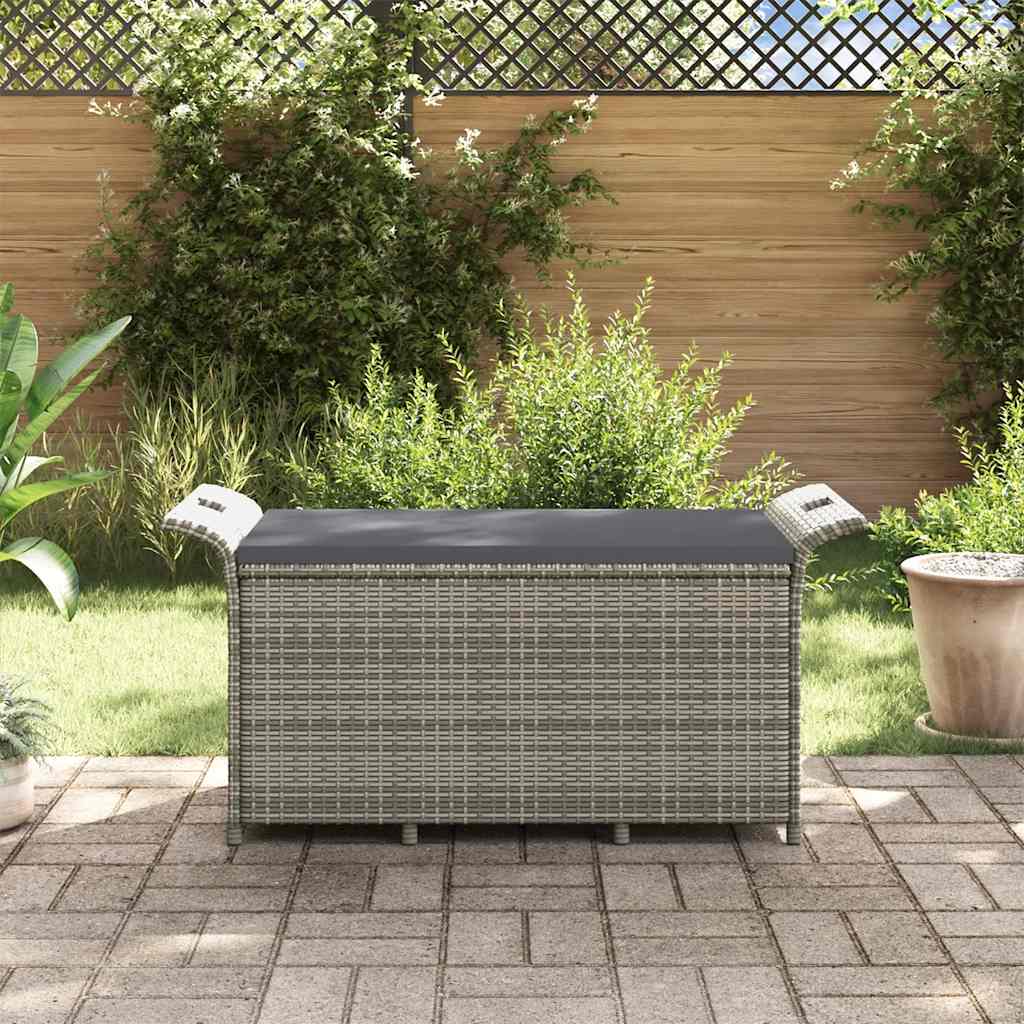 Gartenbank mit Kissen Braun 116x46x57 cm Poly Rattan