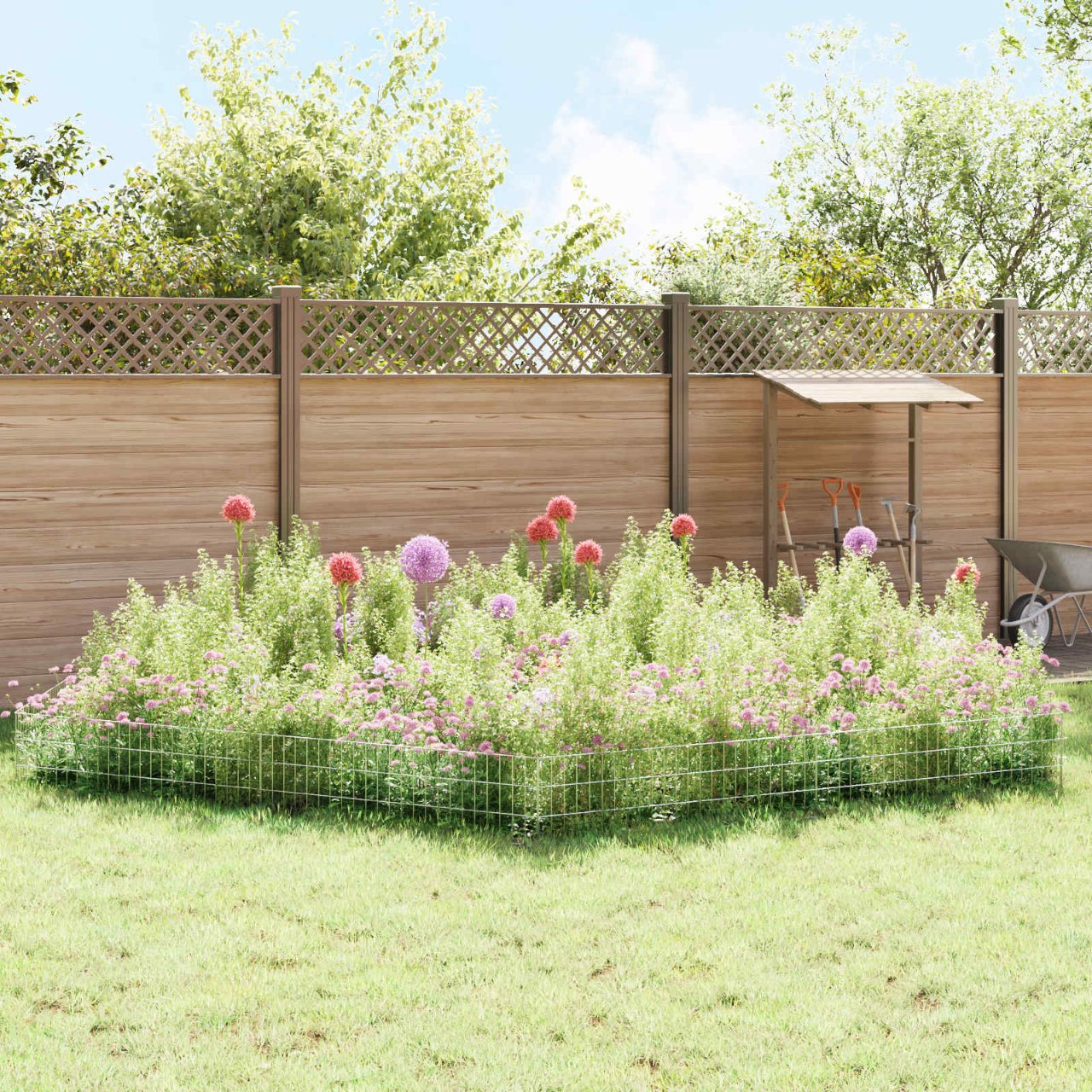 Gartenzaun mit Pfählen 12 pcs 35 x 30 cm Mesh Verzinkter Stahl