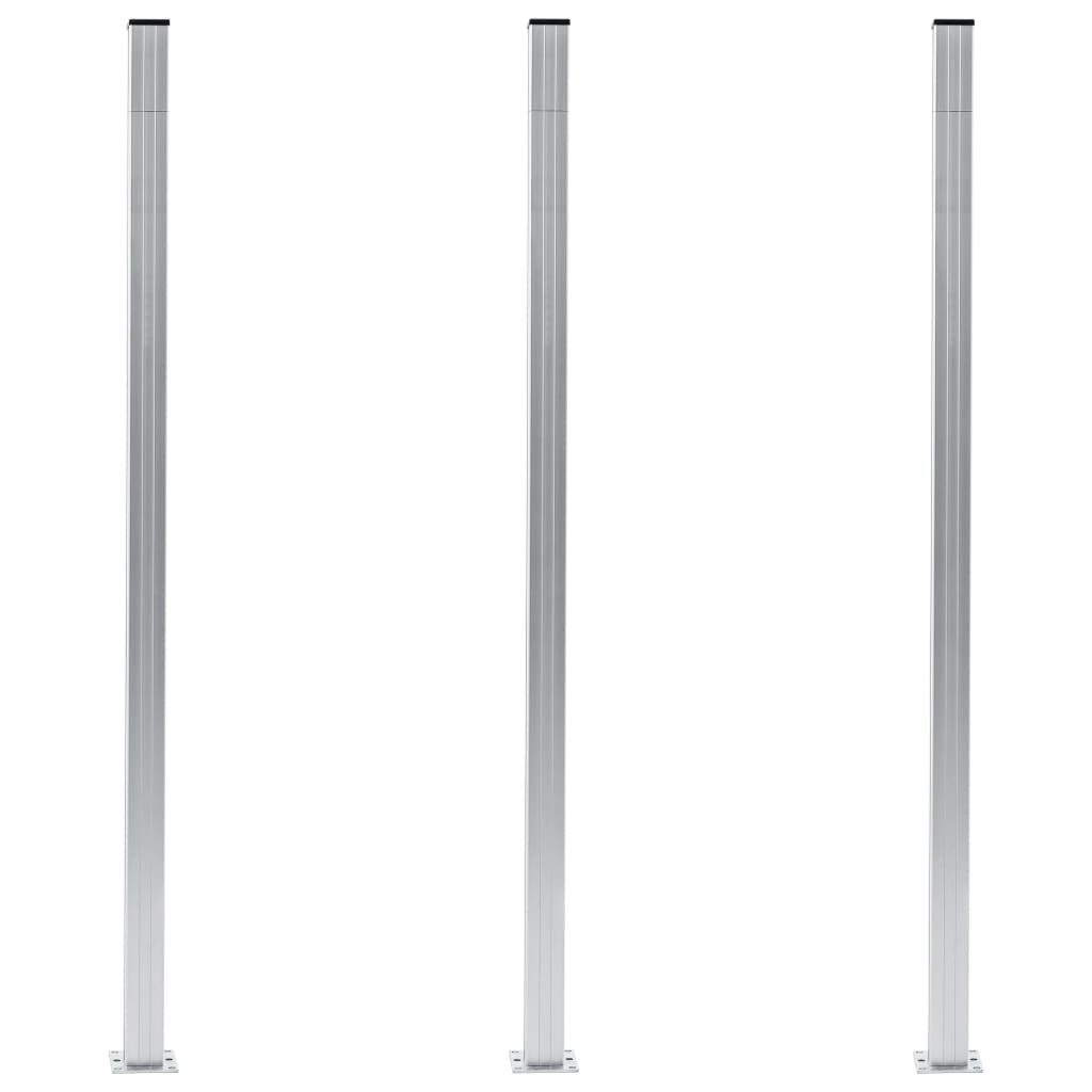 Zaunpfosten 3 Stk. Dunkelgrau 185 cm Aluminium