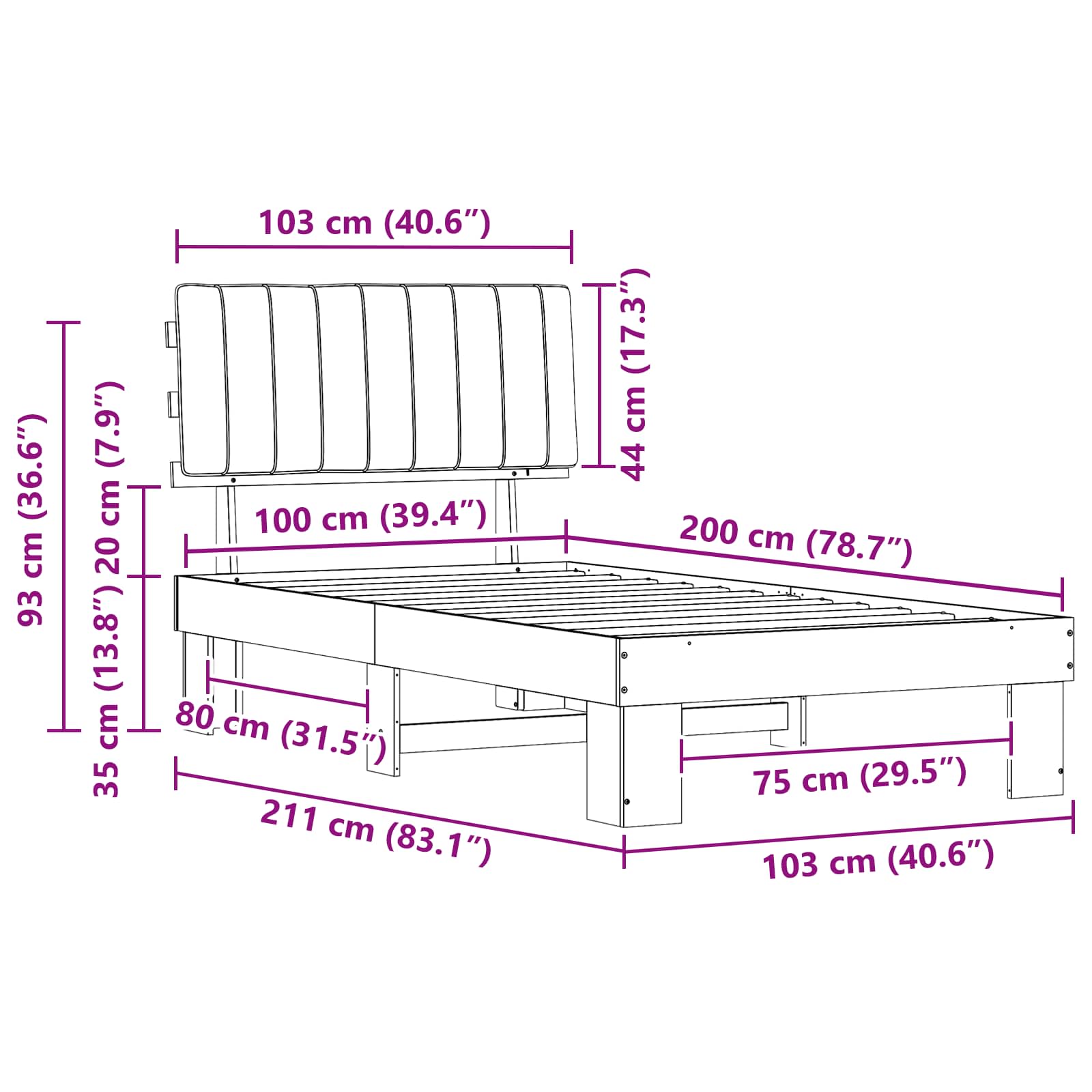 Bettgestell mit gepolstertem Kopfteil Hellgrau 200 x 200 cm