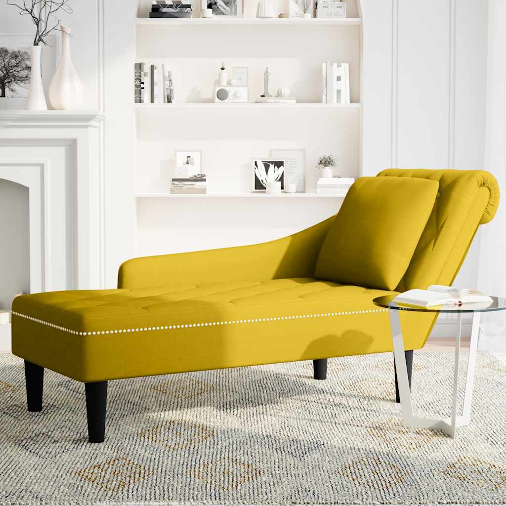Chaiselongue mit Kissen und Rechter Armlehne Blau Samt