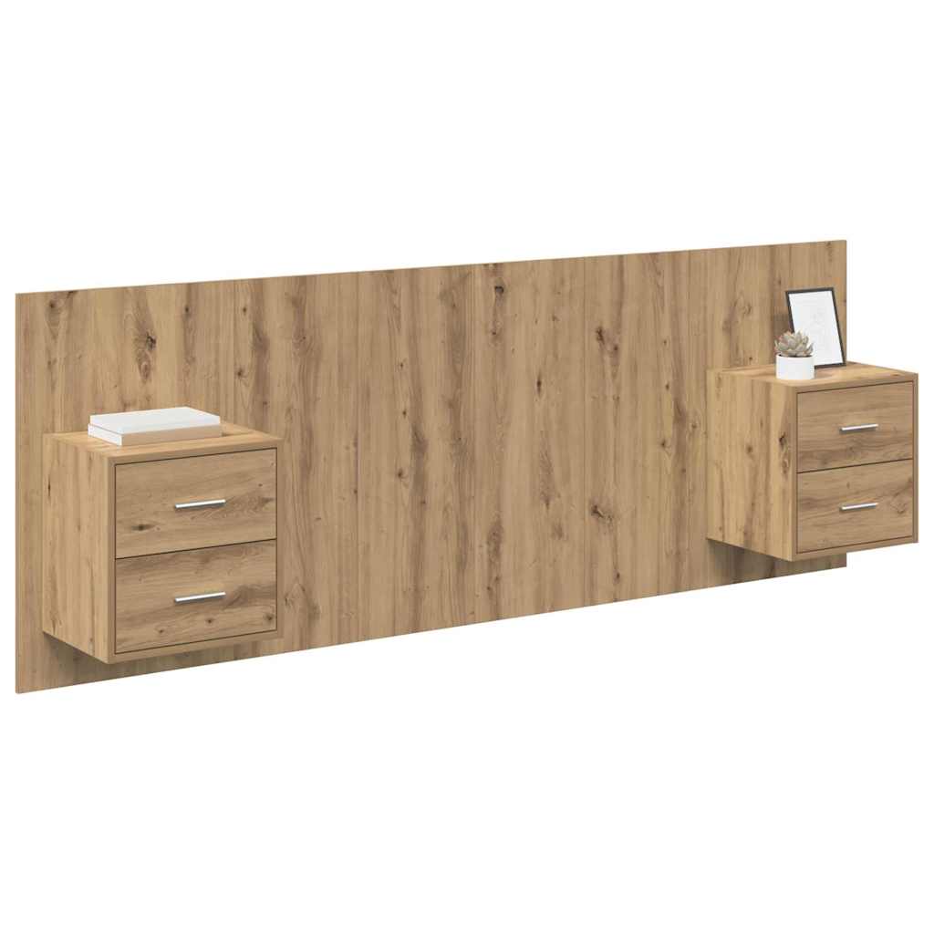 Kopfteil mit Nachttischen Weiß Holzwerkstoff