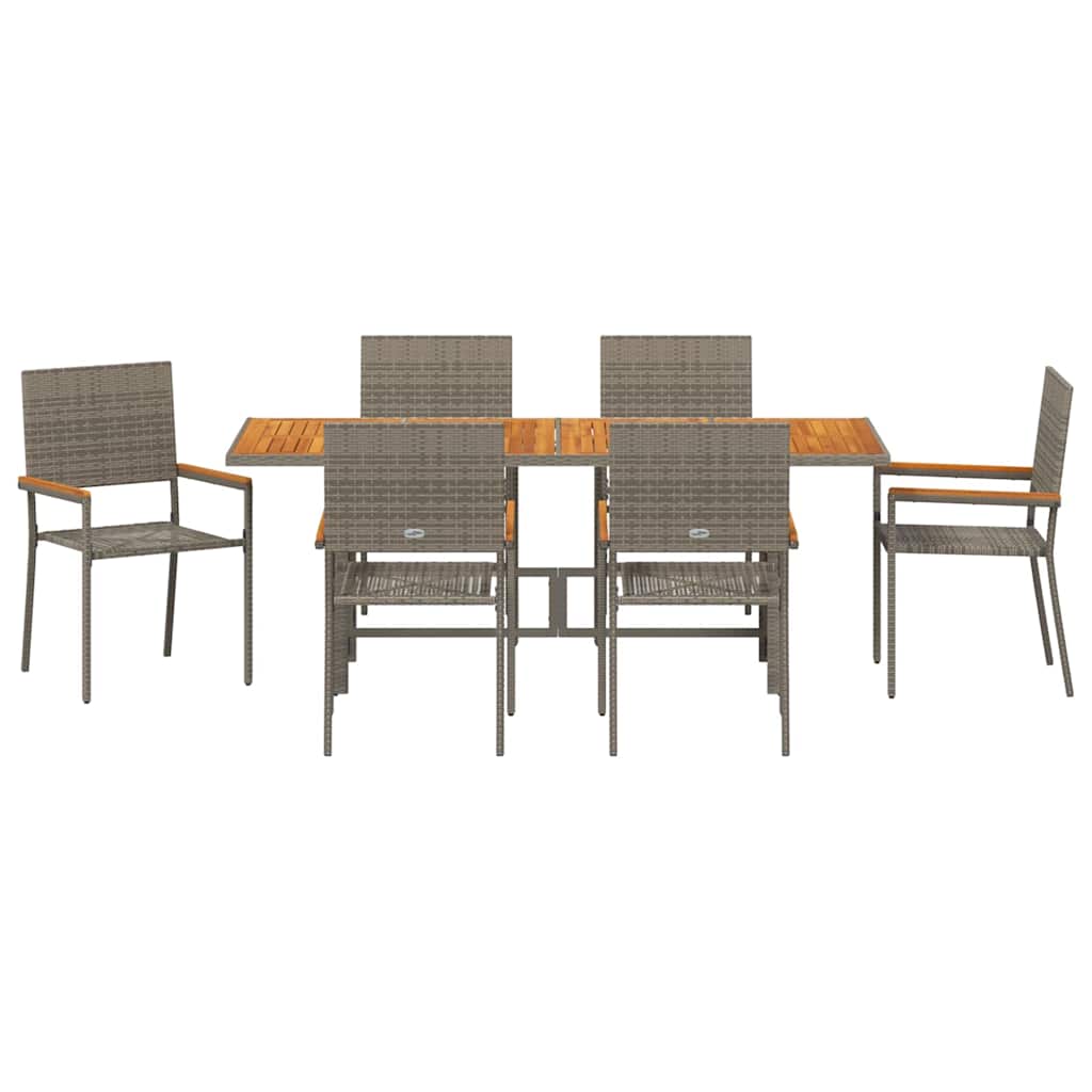 Garten Essgruppe 7 pcs Schwarz Poly-Rattan