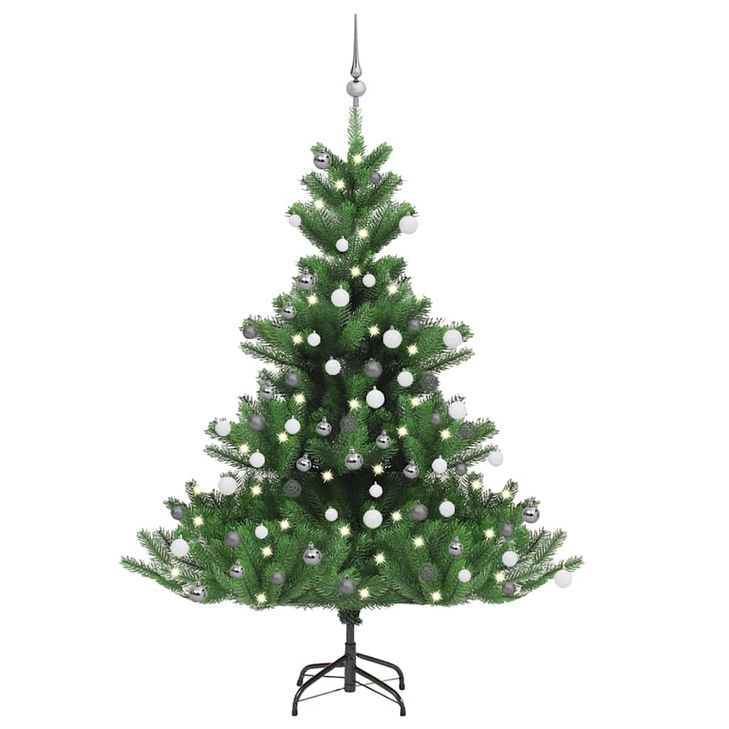 Künstlicher Weihnachtsbaum Nordmann LED & Kugeln Grün 150 cm