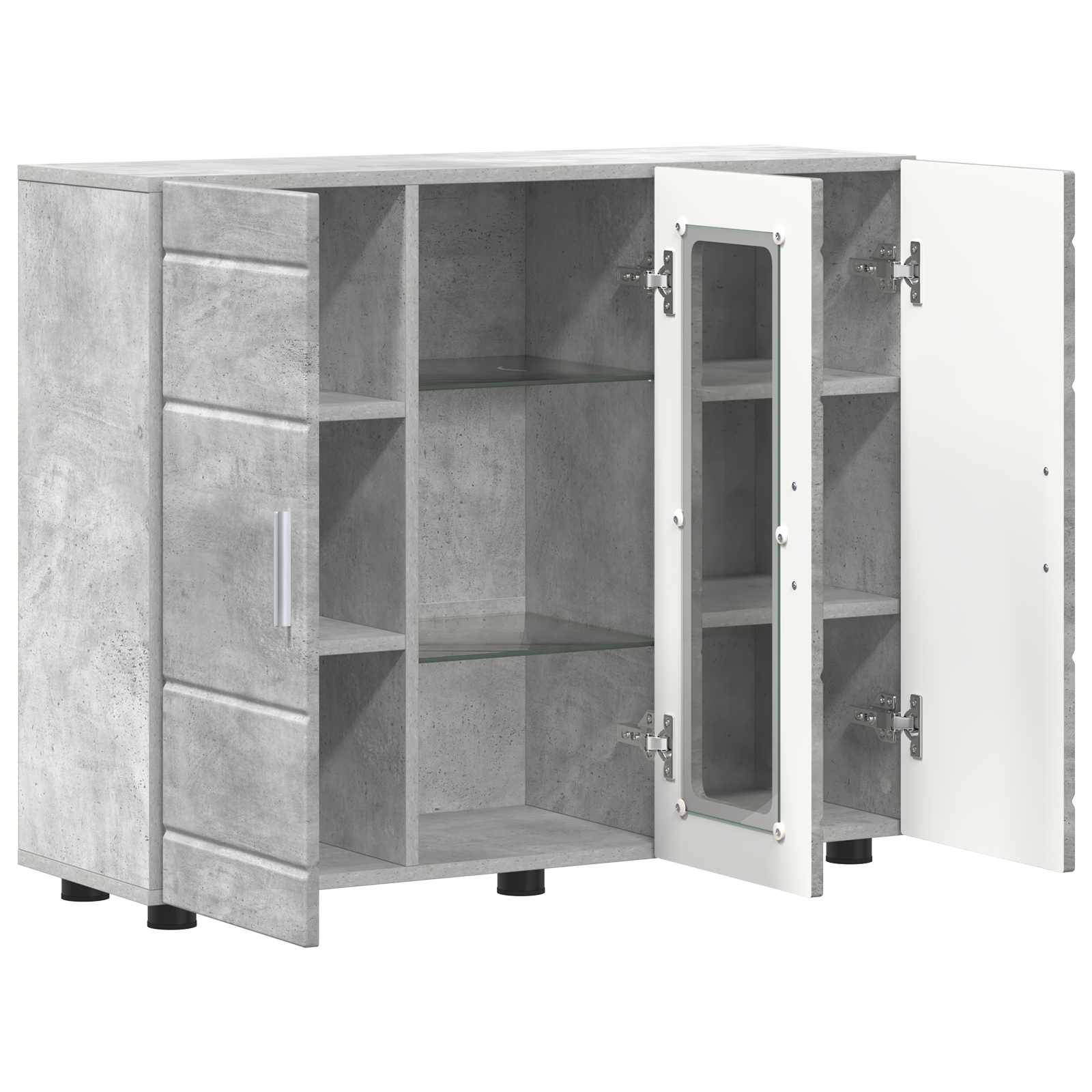 Highboard mit Regal FLORIN Weiß 60 x 35 x 182 cm Holzwerkstoff