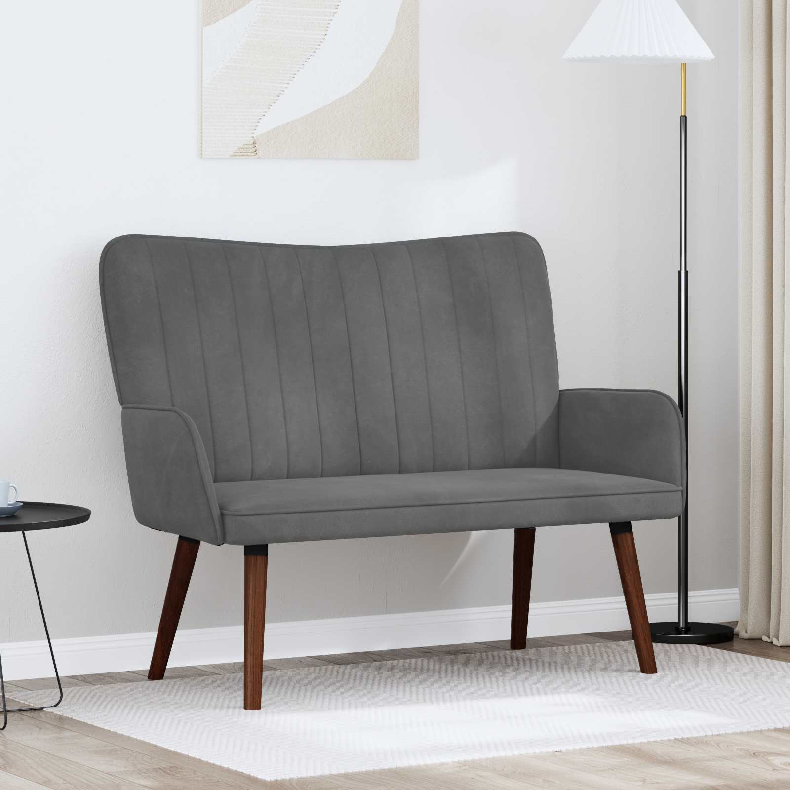 2-Sitzer Sofa Hellgrau 115 x 61 x 87 cm Samt (V)