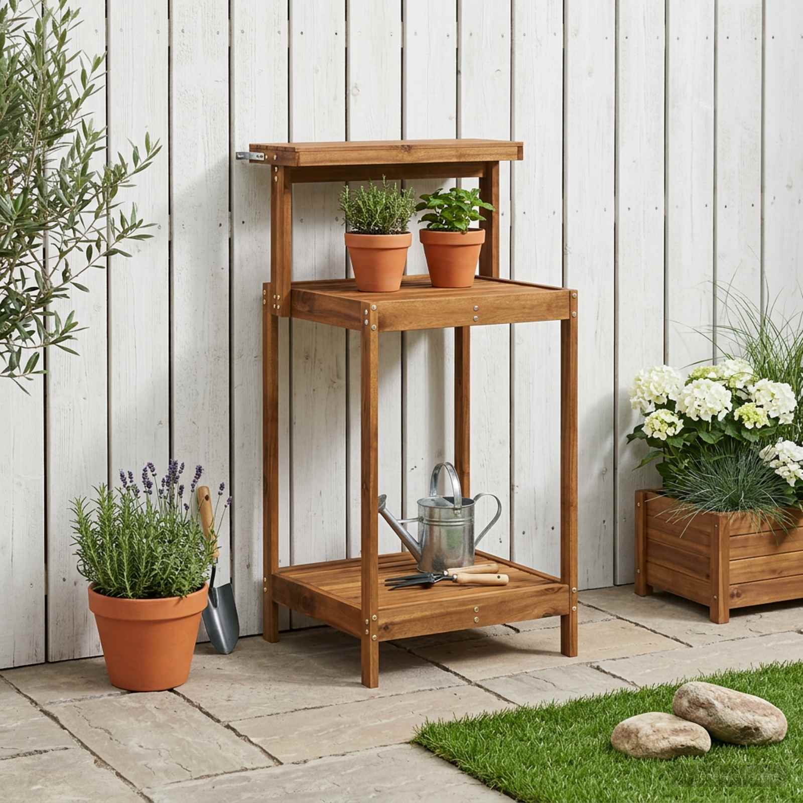 Outdoor Umtopfbank 56,5 x 48,5 x 107 cm Massivholz Akazie Natur