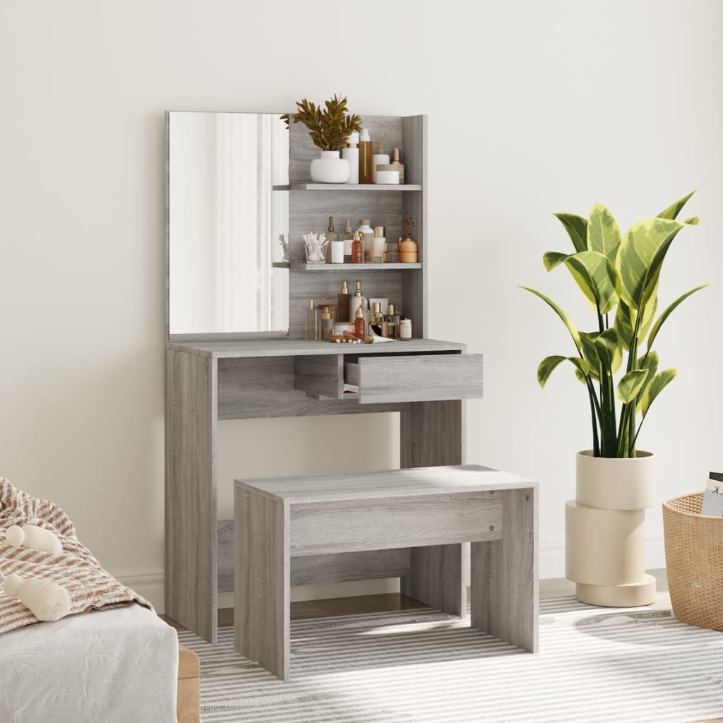 Schminktisch-Set Weiß 74,5x40x141 cm