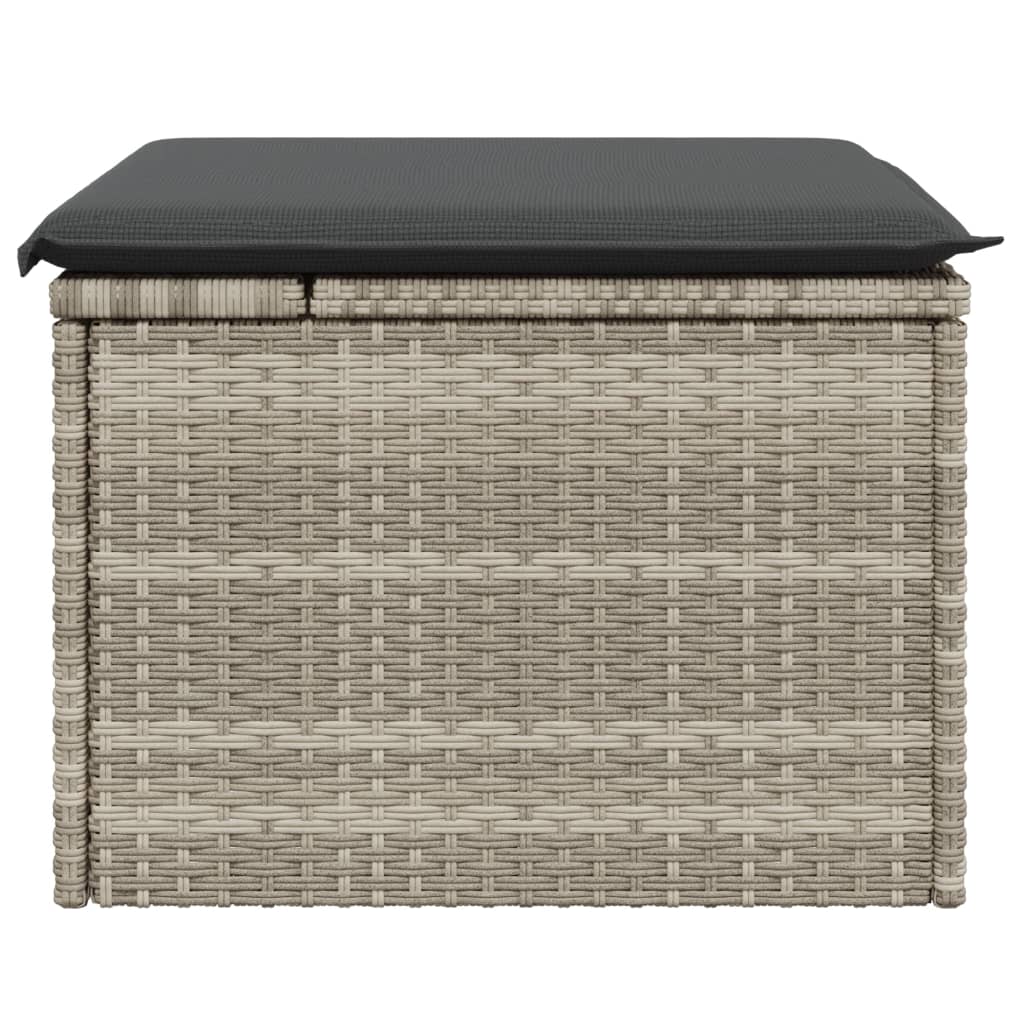 Gartenhocker mit Kissen Schwarz 55x55x37 cm Poly Rattan