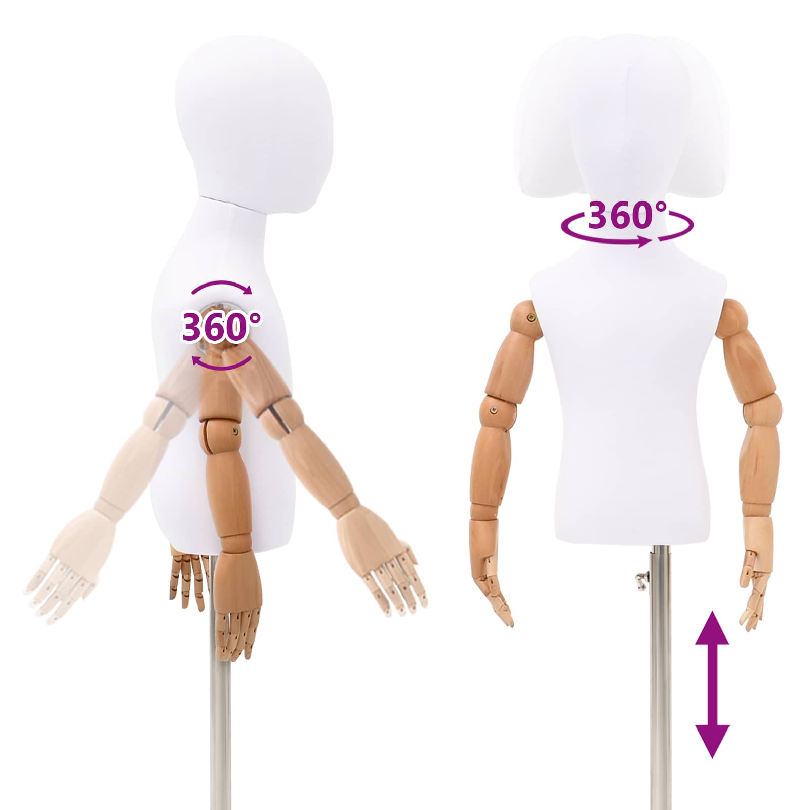 Verstellbares 120-150 cm Mannequin mit Basis Unisex PP Weiß