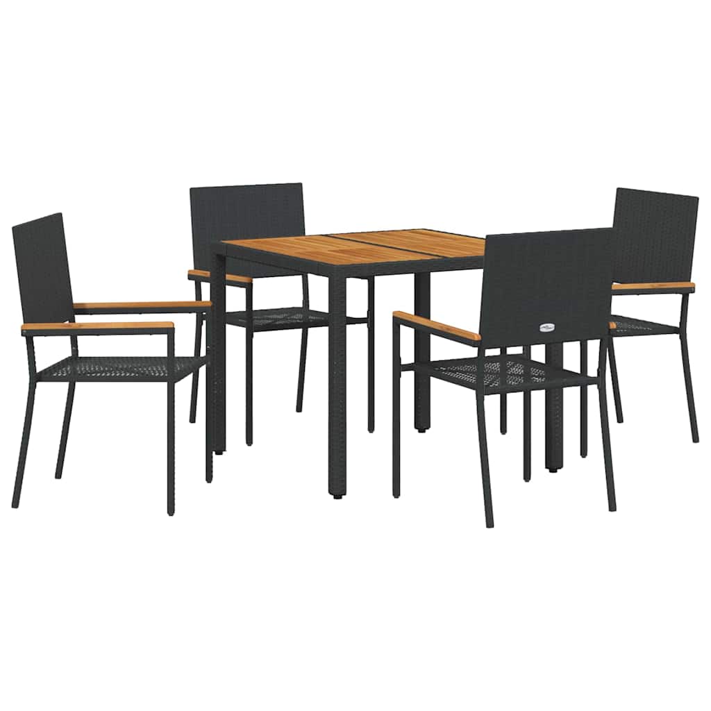 Garten Essgruppe 3 pcs Schwarz Poly-Rattan