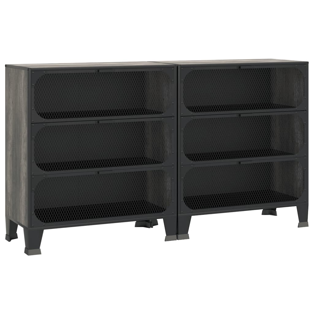 Lagerschränke 2 Stk. Rustikal Braun 72x36x82 cm Metall und MDF