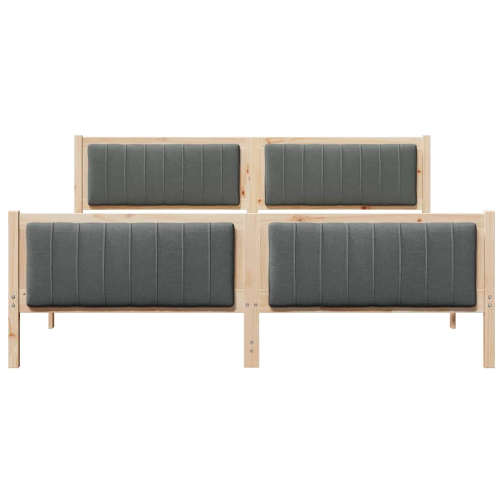 Bettgestell Braun und hellgrau 200 x 200 cm Massivholz Kiefer