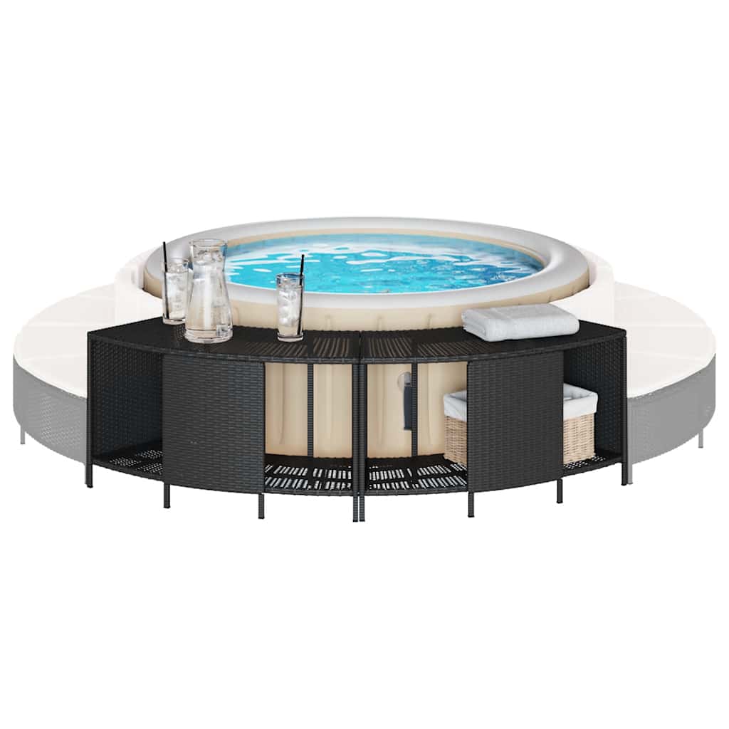 Outdoor-Regale für Whirlpool 2 Stk. Grau Poly Rattan