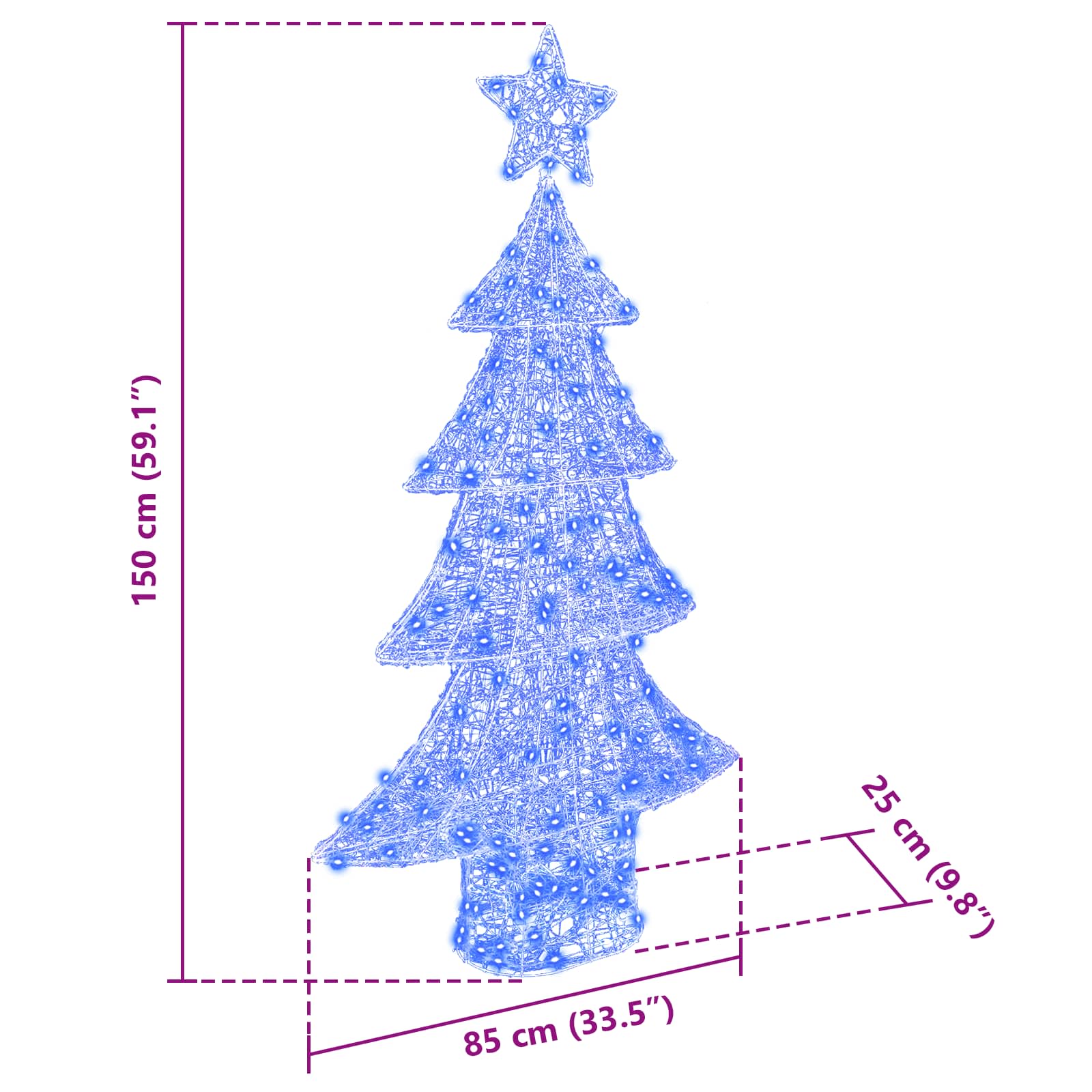 Weihnachtsbaum mit 100 LEDs Warmweiß 120 cm Acryl