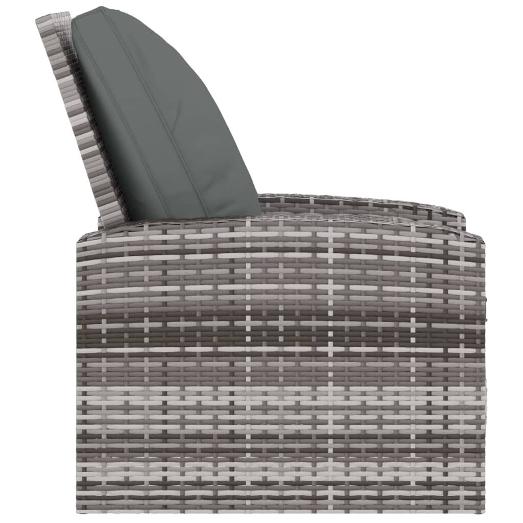 Gartensessel Verstellbar mit Kissen Hellbraun Poly Rattan
