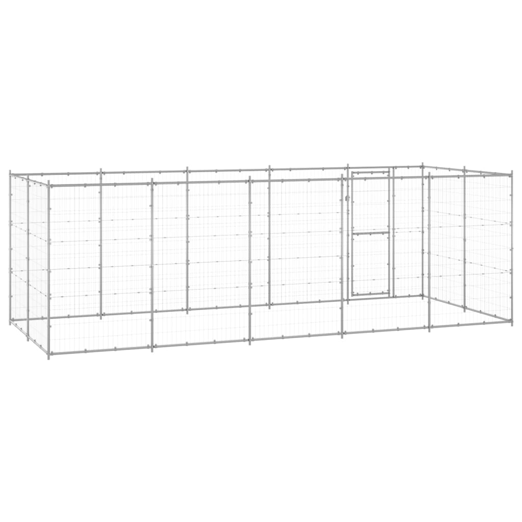Outdoor-Hundezwinger mit Überdachung Stahl 7,26 m²
