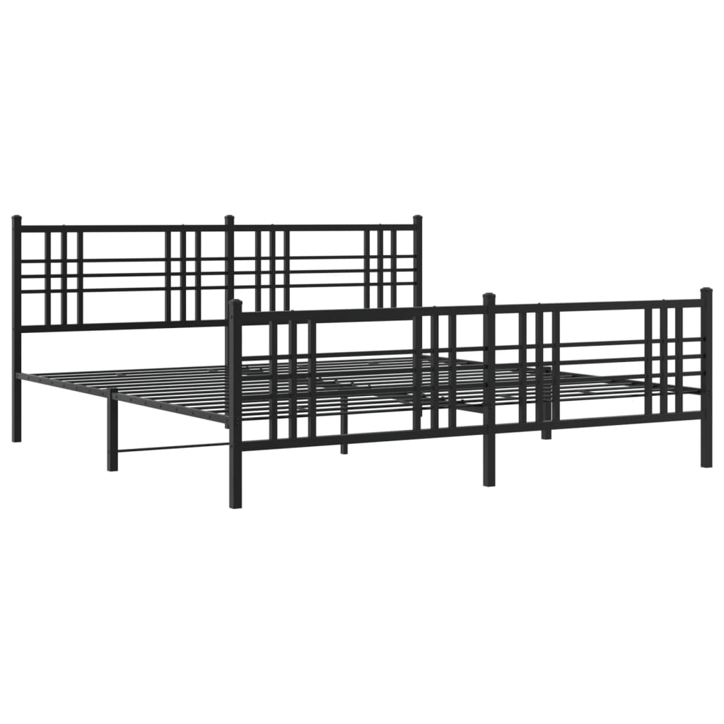 Bettgestell mit Kopf- und Fußteil Metall Schwarz 90x200 cm