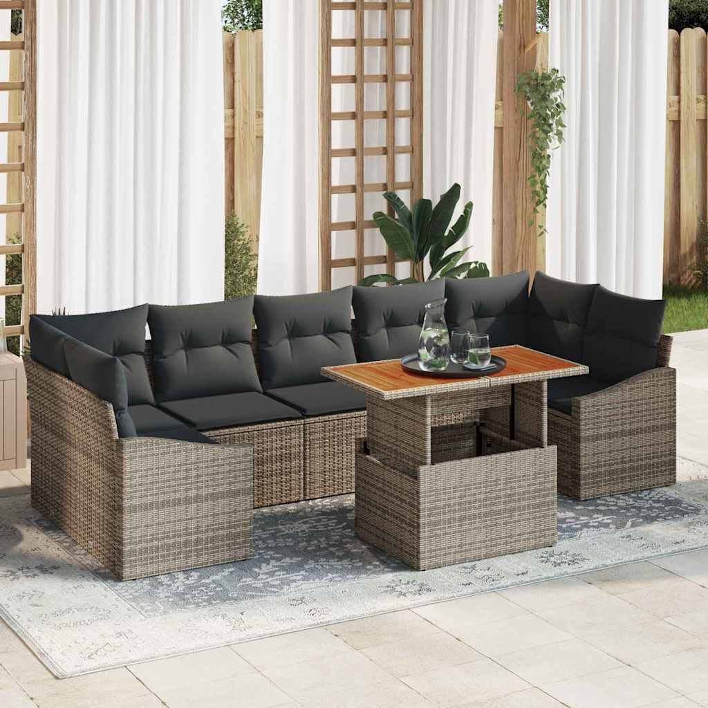 Garten Essgruppe mit Kissen 8 pcs Schwarz und Creme