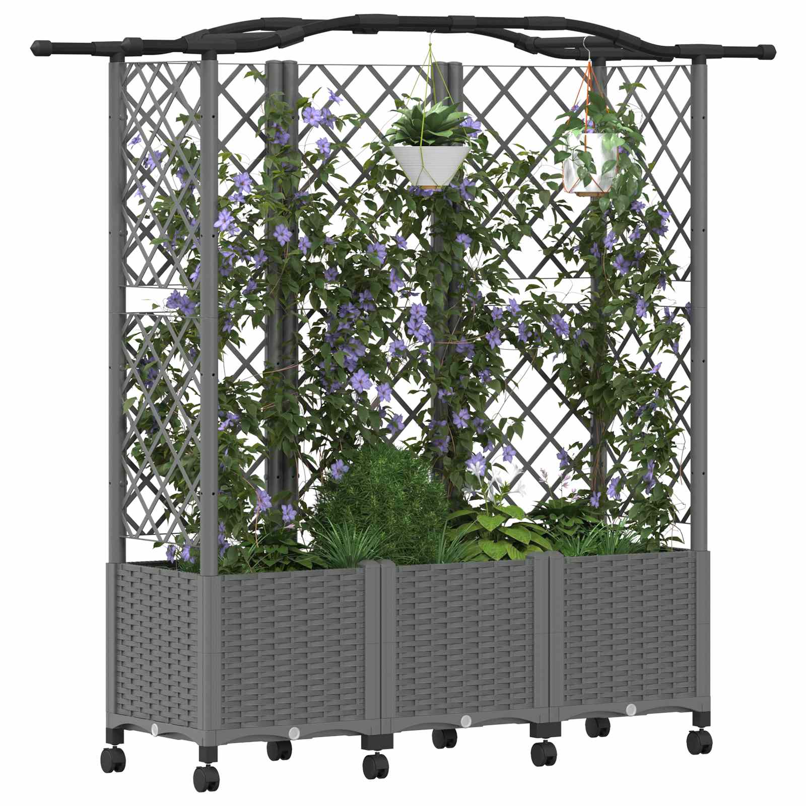 Hochbeet mit Rankgitter und Dach Braun 124 x 40 x 123 cm PP