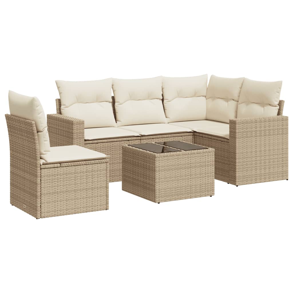 5-tlg. Garten-Sofagarnitur mit Kissen Schwarz Poly Rattan