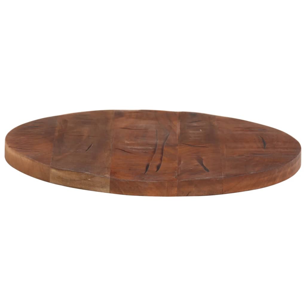 Tischplatte Ø 40x2,5 cm Rund Raues Massives Mangoholz