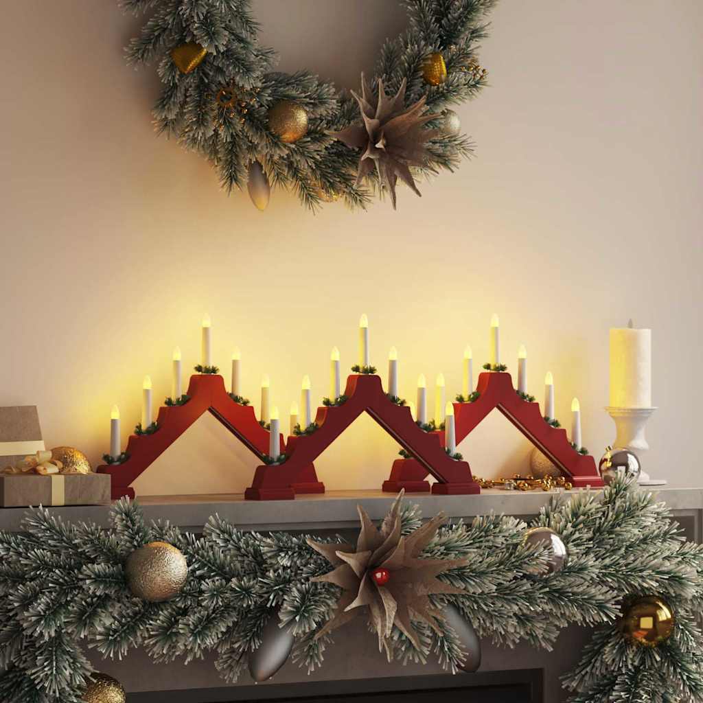 Weihnachtskerzenbrücke mit 7 LEDs Braun 39,5 x 5 x 29 cm