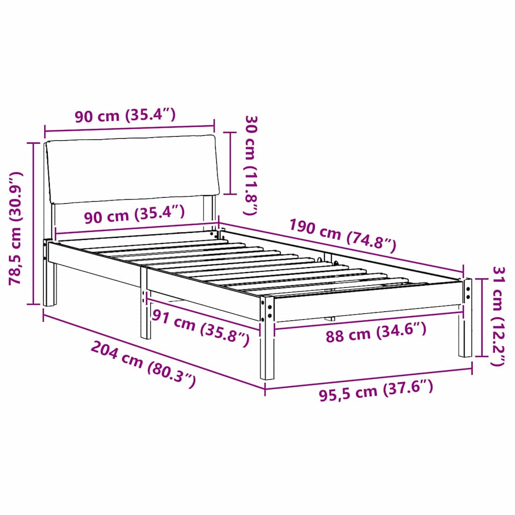 Bettgestell Braun und hellgrau 200 x 200 cm Massivholz Kiefer