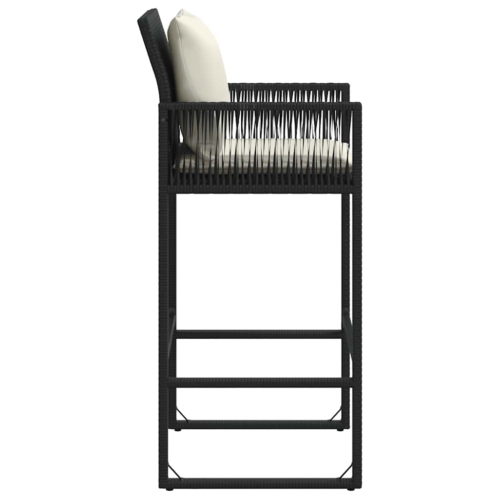 Garten-Barhocker 2 Stk. Schwarz Poly Rattan