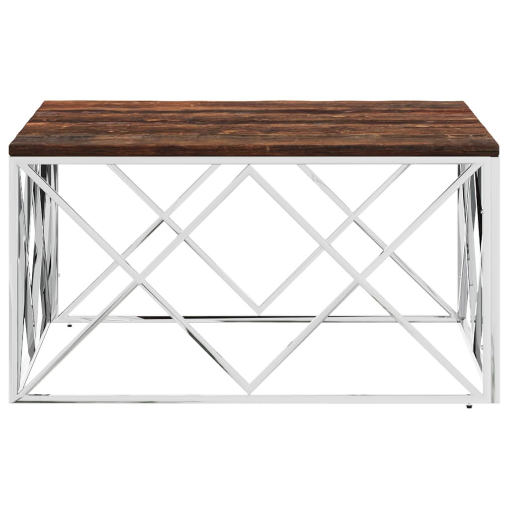Couchtisch 80x80x40 cm Edelstahl und Glas