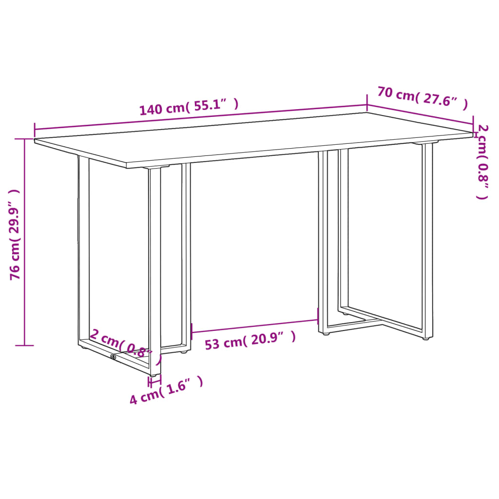 Esstisch 110x55x75,5 cm Massivholz Mango