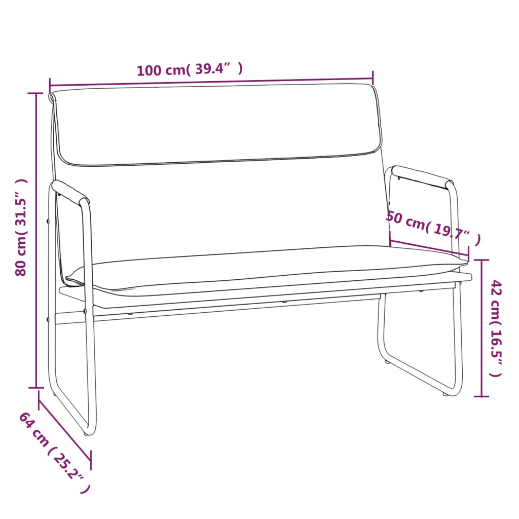 Sitzbank Grau 100x64x80 cm Kunstleder