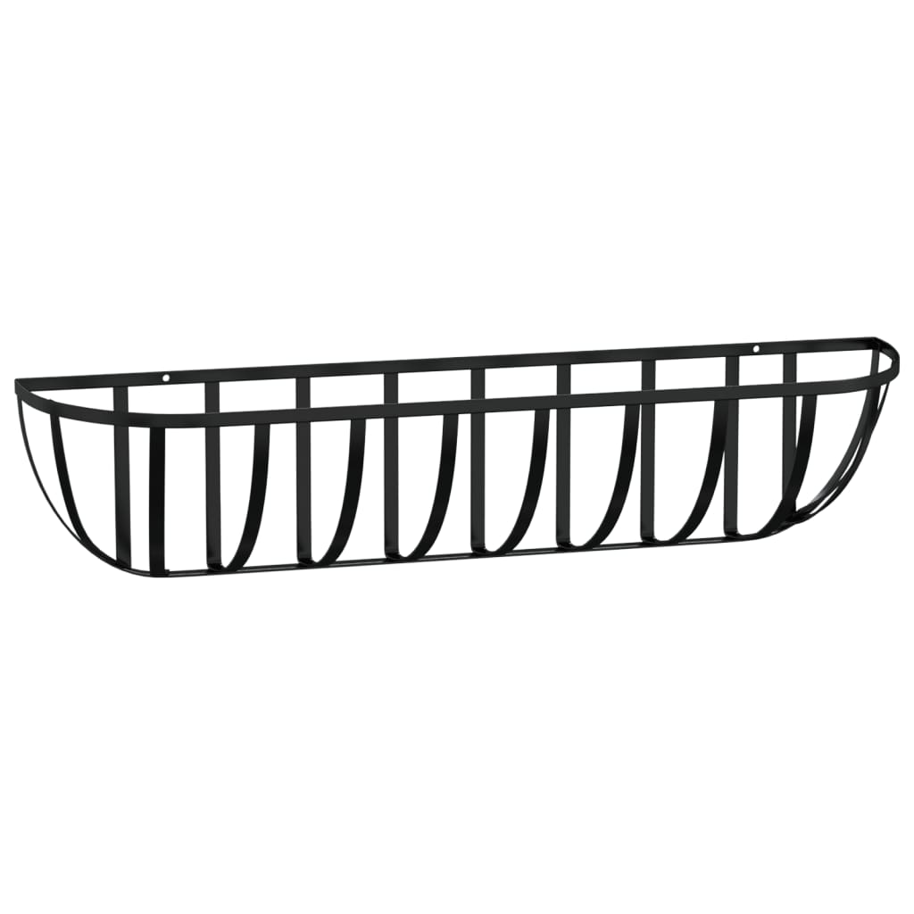 Wand-Pflanzkörbe 2 Stk. Kokoseinlage Schwarz 61x19x16 cm Stahl