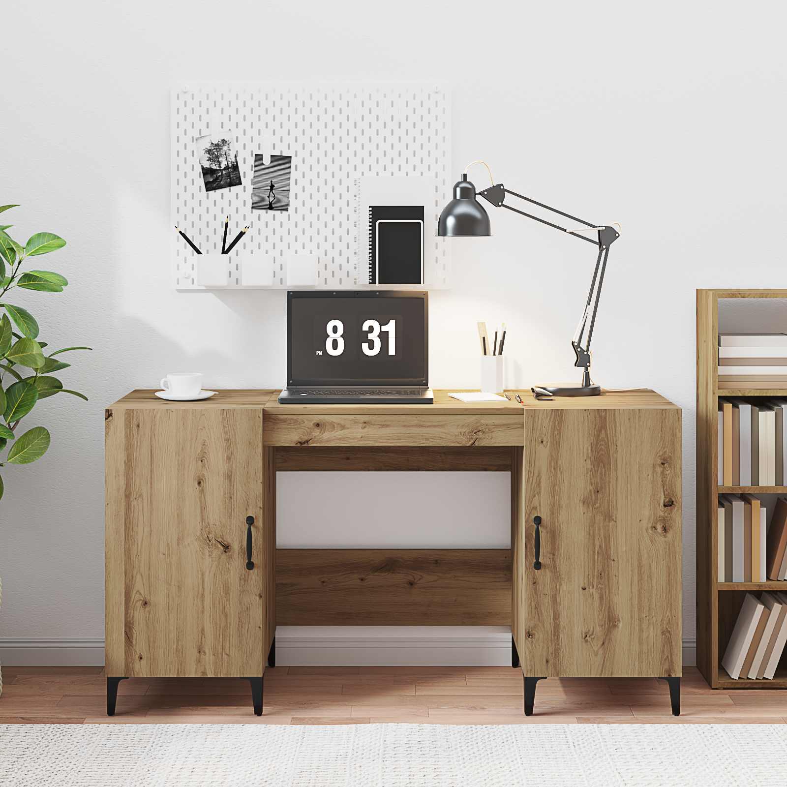 Schreibtisch mit Tür Altholz 140 x 50 x 75 cm Holzwerkstoff