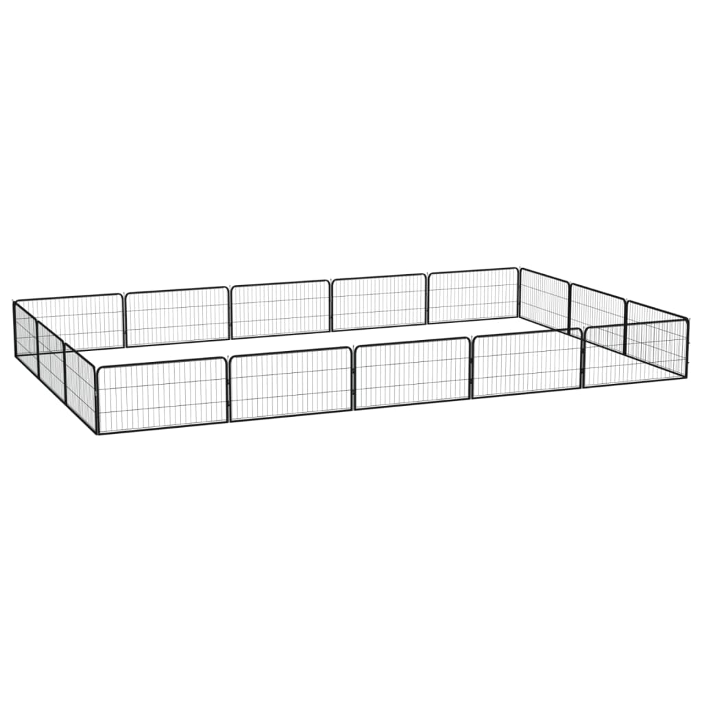 4-tlg. Hundelaufstall Schwarz 100x50cm Stahl Pulverbeschichtung